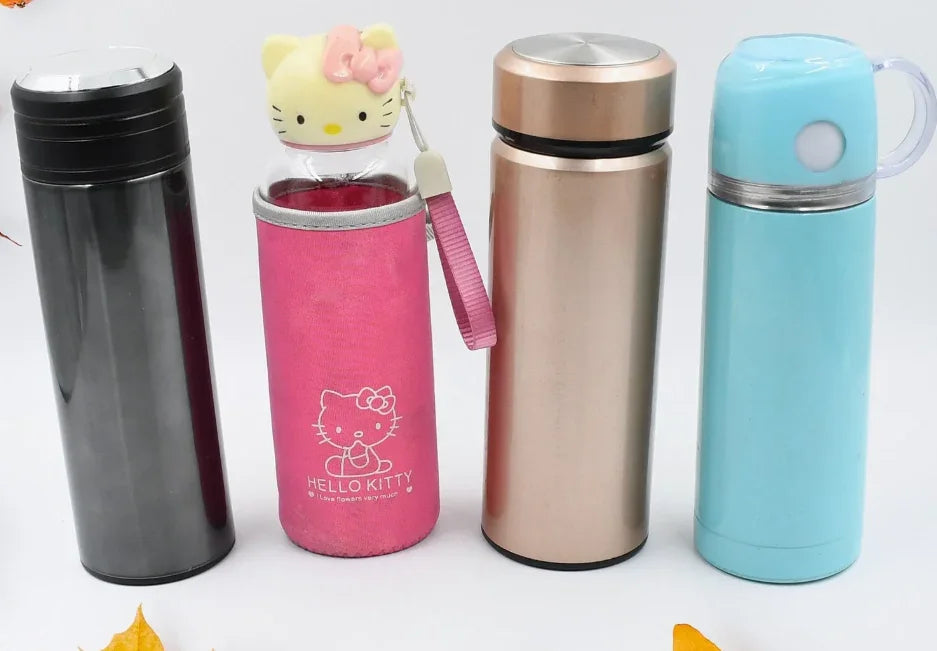 Stainless Steel Vacuum Bottle with Cup Lid Thermos for Hot Cold Drinks Travel Use 1 Pc